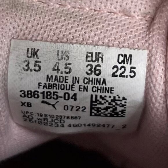 Puma Sneakers Girls Size 4.5 Pink White Casual Lace-Up Shoes - Picture 8 of 11